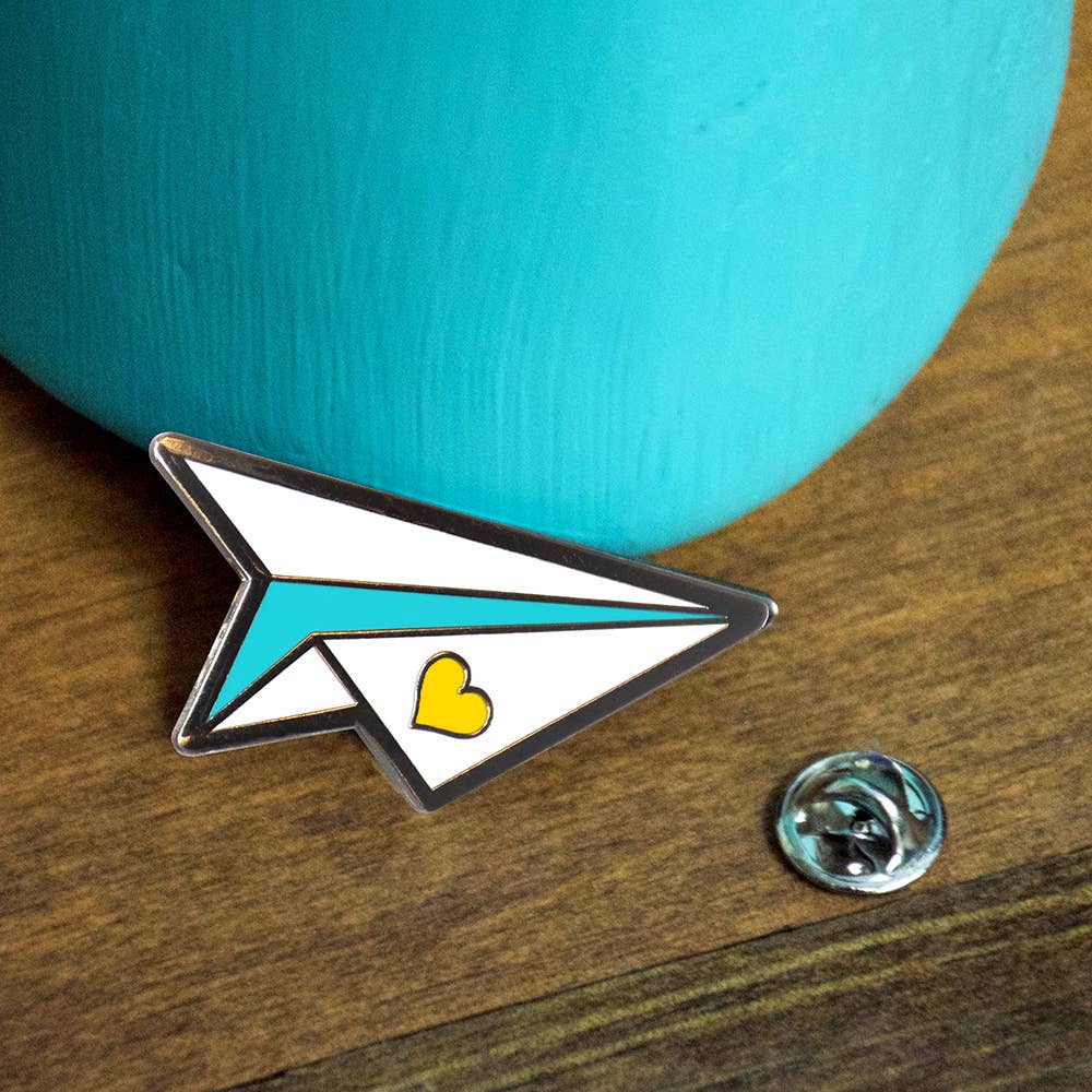 You were made to soar paper airplane enamel pin