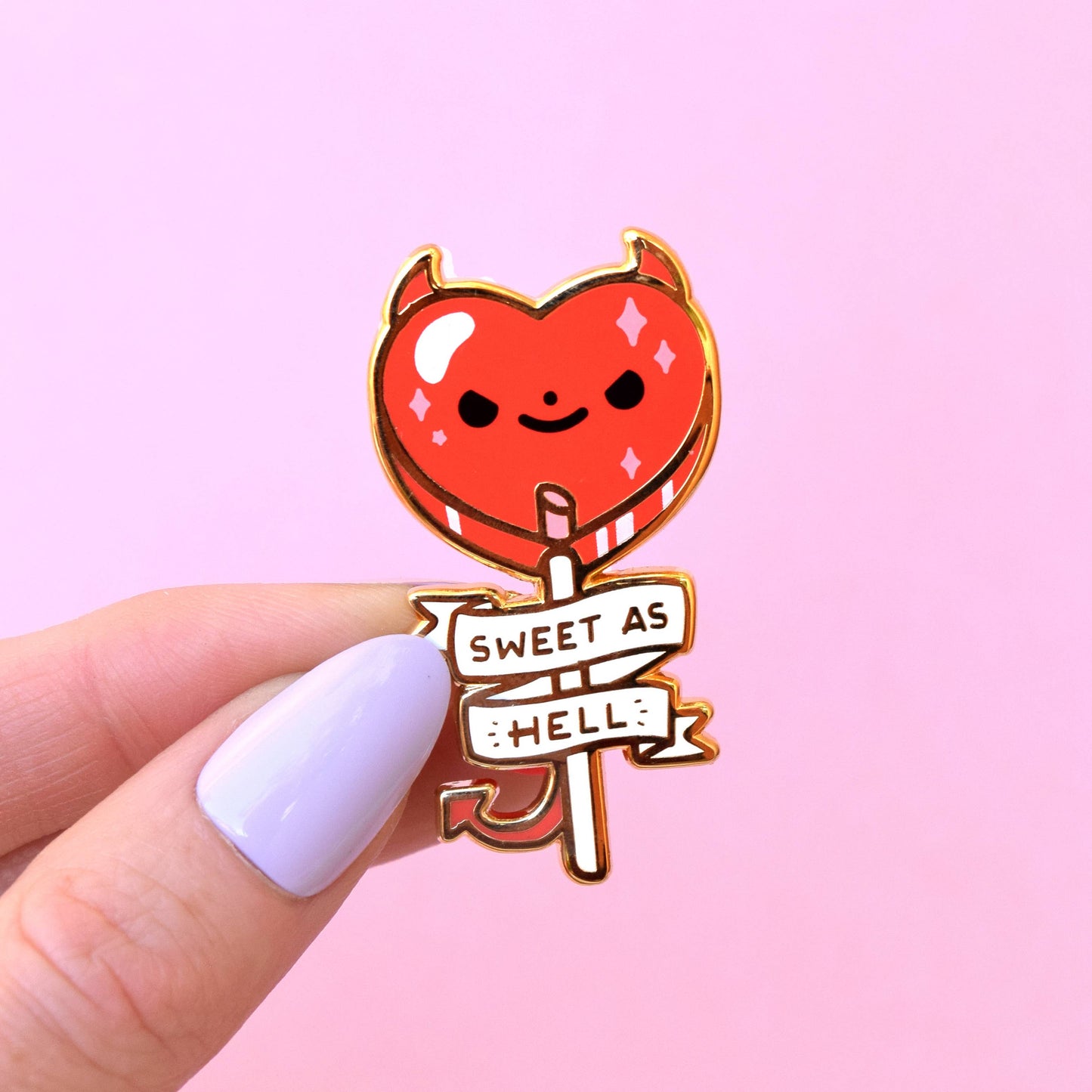 Sweet As Hell Lollipop Enamel Pin: Red