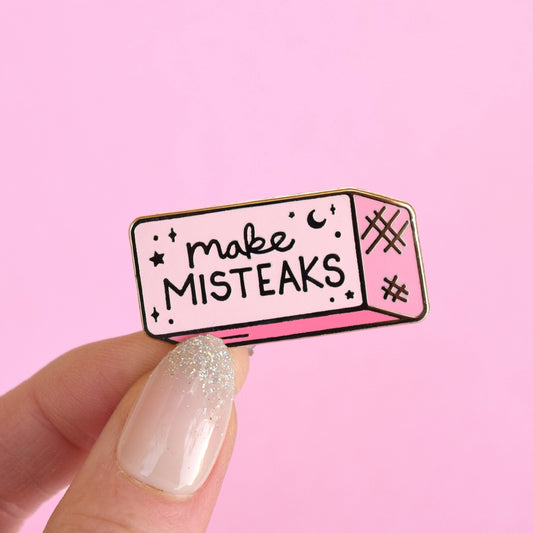 Make Misteaks (Mistakes) Eraser Enamel Pin