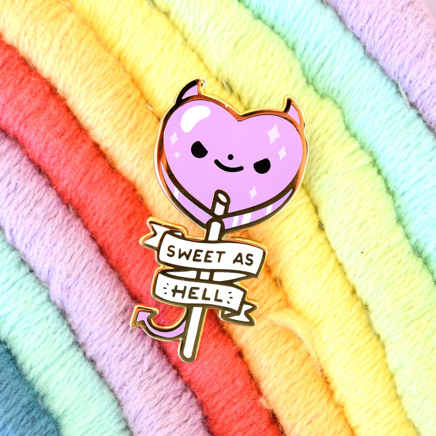 Sweet As Hell Lollipop Enamel Pin: Red